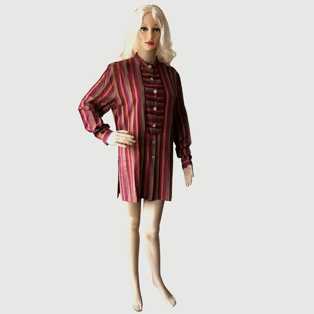 Shirt Dress for Women Mandarin Long Sleeve  Size 8